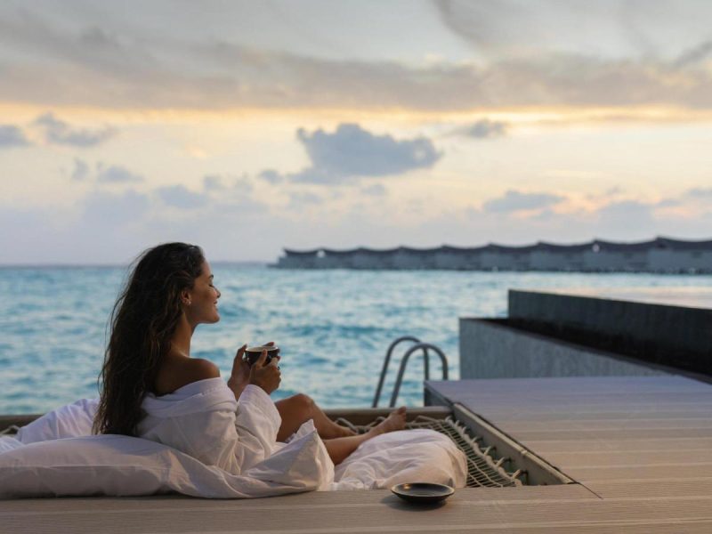 Overwater Pool Villa Lagoon, see-through floor, infinity pool, daily free flow chocolate hour, free snorkeling gear & non-motorized water sports – Kuredhivaru Maldives