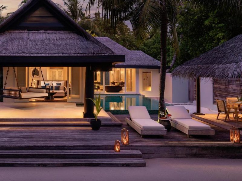 Beach House with Pool – Complimentary shared round-trip airport transfer for 2 person – Naladhu Private Island Maldives